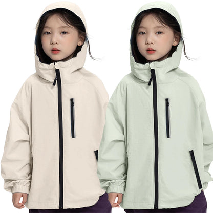 Lolanta Girls Waterproof Hooded Jacket Lightweight Raincoats for Kids Boys Windbreaker Outdoor Rain Jacket 7-15Years