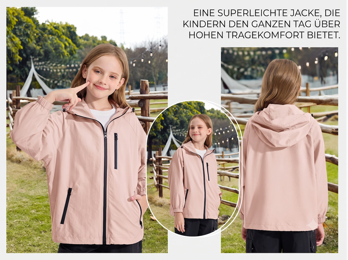 Lolanta Girls Waterproof Hooded Jacket Lightweight Raincoats for Kids Boys Windbreaker Outdoor Rain Jacket 7-15Years