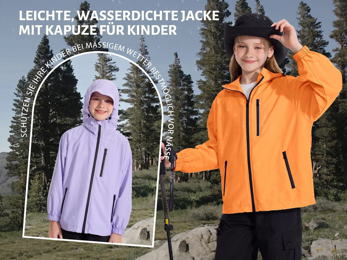 Lolanta Girls Waterproof Hooded Jacket Lightweight Raincoats for Kids Boys Windbreaker Outdoor Rain Jacket 7-15Years