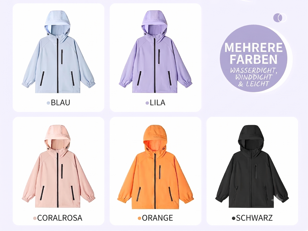 Lolanta Girls Waterproof Hooded Jacket Lightweight Raincoats for Kids Boys Windbreaker Outdoor Rain Jacket 7-15Years