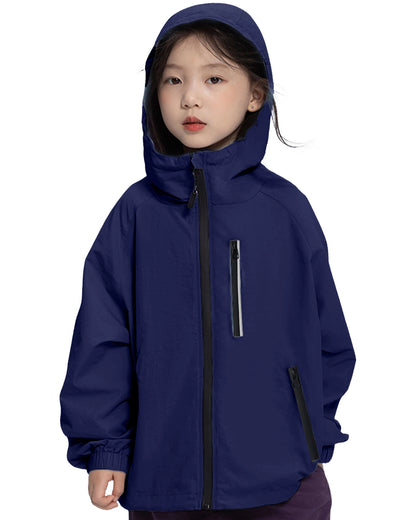 Lolanta Girls Waterproof Hooded Jacket Lightweight Raincoats for Kids Boys Windbreaker Outdoor Rain Jacket 7-15Years