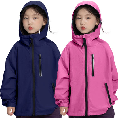 Lolanta Girls Waterproof Hooded Jacket Lightweight Raincoats for Kids Boys Windbreaker Outdoor Rain Jacket 7-15Years