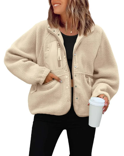 New Autumn and Winter Women Polar Fleece Loose Jacket Retro Harajuku Casual Street Jacket Top