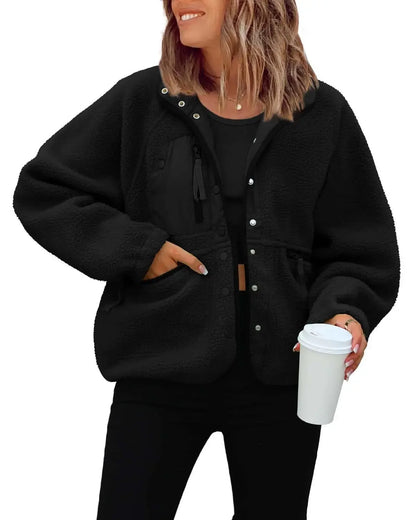 New Autumn and Winter Women Polar Fleece Loose Jacket Retro Harajuku Casual Street Jacket Top