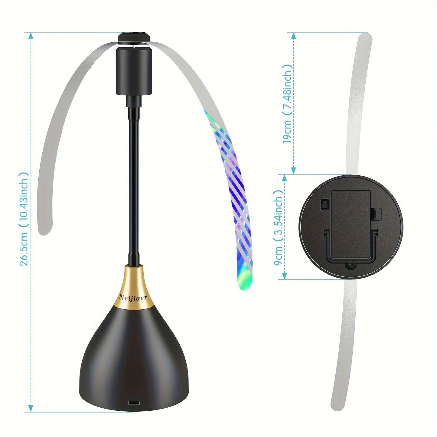 Praktischer Fliegen Ventilator mit weichen Rotorblättern für den Tisch, per USB oder Batterie betrieben, geräuschlos und tragbar! Hält dein Essen sauber.