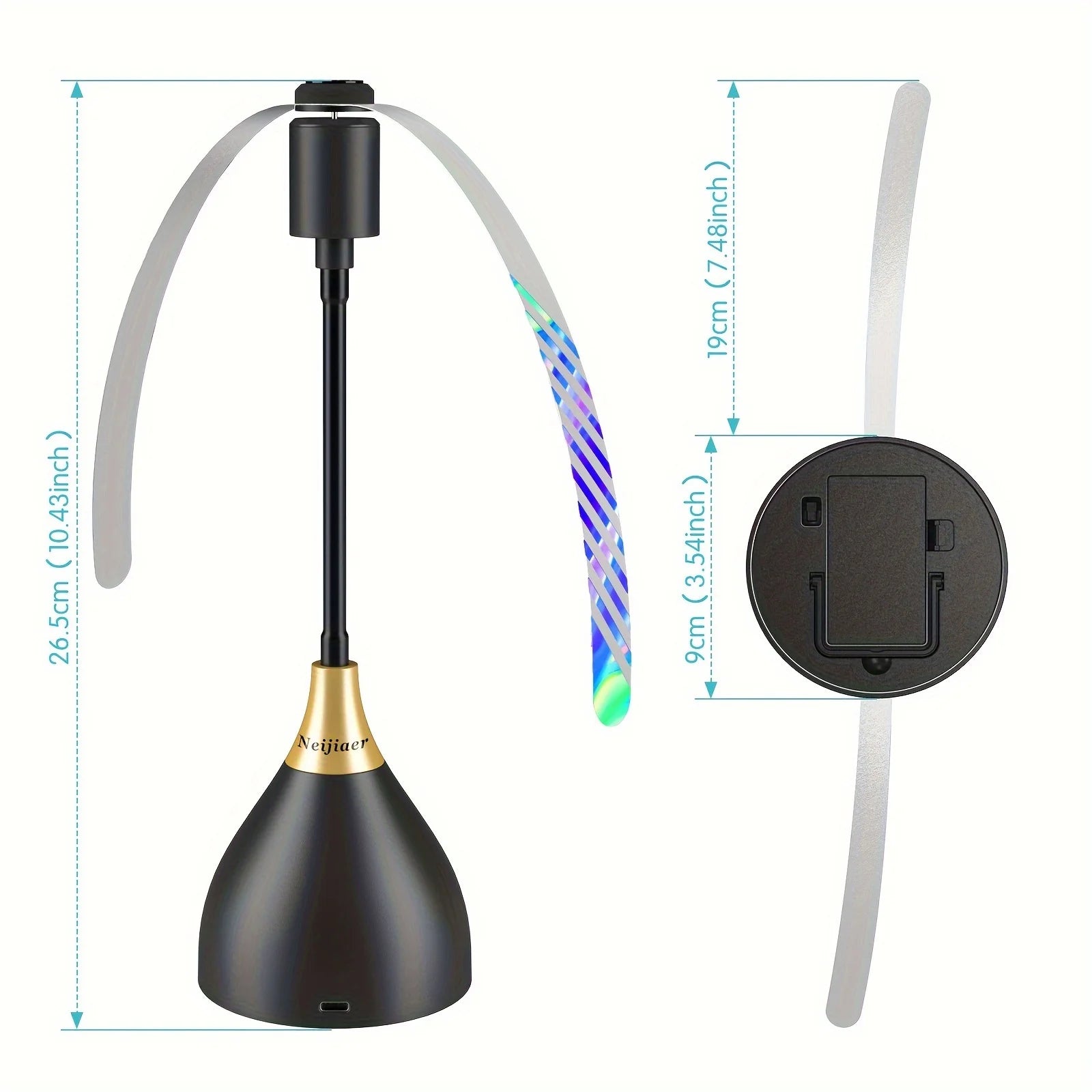 Praktischer Fliegen Ventilator mit weichen Rotorblättern für den Tisch, per USB oder Batterie betrieben, geräuschlos und tragbar! Hält dein Essen sauber.