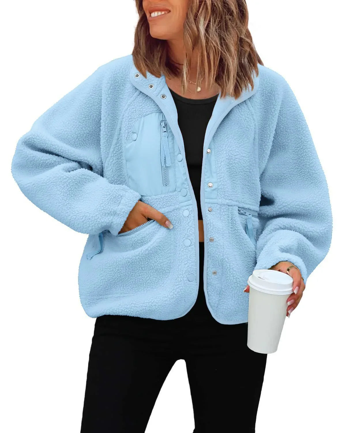 New Autumn and Winter Women Polar Fleece Loose Jacket Retro Harajuku Casual Street Jacket Top