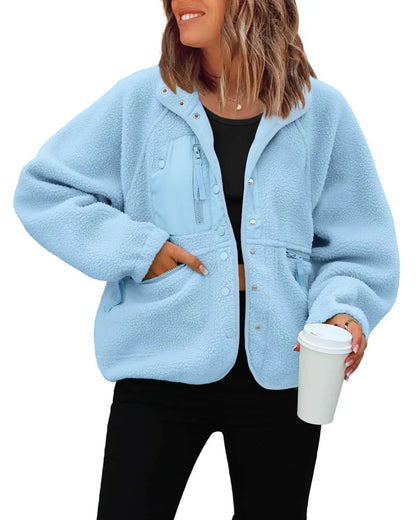 New Autumn and Winter Women Polar Fleece Loose Jacket Retro Harajuku Casual Street Jacket Top