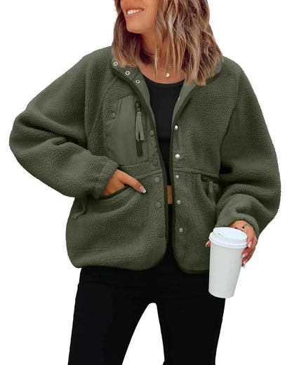 New Autumn and Winter Women Polar Fleece Loose Jacket Retro Harajuku Casual Street Jacket Top