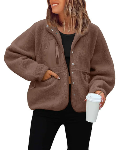 New Autumn and Winter Women Polar Fleece Loose Jacket Retro Harajuku Casual Street Jacket Top