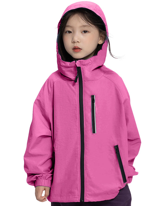 Lolanta Girls Waterproof Hooded Jacket Lightweight Raincoats for Kids Boys Windbreaker Outdoor Rain Jacket 7-15Years