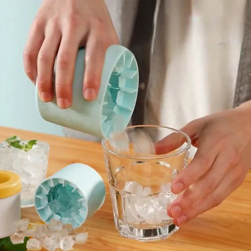 Silicone Cylinder Ice Crate DIY Household Refrigerator Ice Mould Food Grade Silicone Bucket Ice Crate with Lid Summer Drink Tool